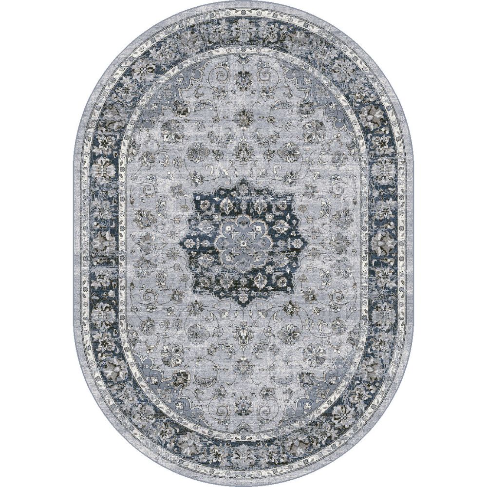 Dynamic Rugs 57559-9686 Ancient Garden 2 Ft. 7 In. X 4 Ft. 7 In. Oval Rug in Silver/Blue